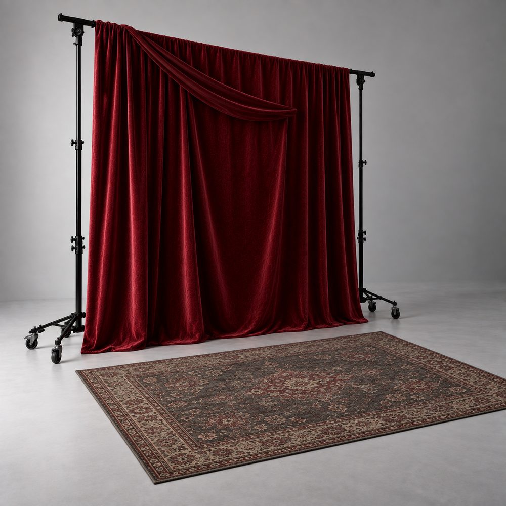 Set esencial Glam / Noir: fondo de terciopelo rojo y alfombra